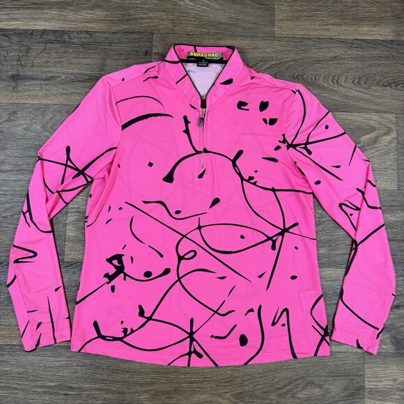 Sunsense Jamie Sadock Shirt Womens Medium 1/4 Zip Golf Top Long Sleeve Abstract - Picture 1 of 9